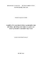 Nghiên cứu giải pháp nâng cao độ bền cho bê tông – bê tông cốt thép của kết cấu bảo vệ mái đê và bờ biển việt nam