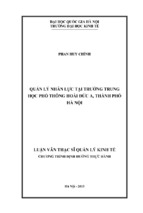 Quản lý nhân lực tại trường trung học phổ thông hoài đức a, thành phố hà nội