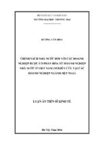 Chính sách nhà nước đối với các doanh nghiệp được cổ phần hóa từ doanh nghiệp nhà nước ở việt nam (nghiên cứu tại các doanh nghiệp ngành dệt may)