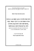 Nâng cao hiệu quả tuyên truyền việc “học tập và làm theo tấm gương đạo đức hồ chí minh” trên báo chí tỉnh hưng yên