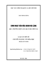 Sinh hoạt văn hóa quan họ làng (qua trường hợp làng quan họ viêm xá)