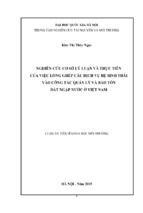 Nghiên cứu cơ sở lý luận và thực tiễn của việc lồng ghép các dịch vụ hệ sinh thái vào công tác quản lý và bảo tồn đất ngập nước ở việt nam