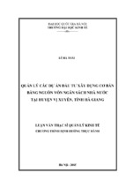 Quản lý đầu tư xây dựng cơ bản bằng nguồn vốn ngân sách nhà nước tại huyện vị xuyên, tỉnh hà giang