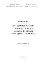 Tổng hợp nano bán dẫn cdse và nghiên cứu các thông số ảnh hưởng lên hiệu suất của pin mặt trời chấm lượng tử