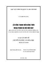 Lối sống thanh niên nông thôn ngoại thành hà nội hiện nay (qua khảo sát trường hợp xã cổ loa huyện đông anh và xã thụy hương huyện chương mỹ, thành phố hà nội)