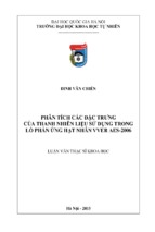 Phân tích các đặc trưng của thanh nhiên liệu sử dụng trong lòphản ứng hạt nhân vver aes 2006