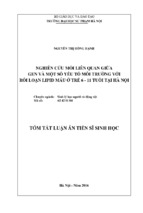 Nghiên cứu mối liên quan giữa gen và một số yếu tố môi trường với rối loạn lipid máu ở trẻ 6   11 tuổi tại hà nội