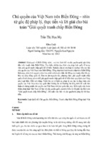 Chủ quyền của việt nam trên biển đông – nhìn từ góc độ pháp lý, thực tiễn và lời giải cho bài toán “giải quyết tranh chấp biển đông