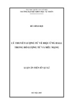 Lý thuyết lượng tử về hiệu ứng hall trong hố lượng tử và siêu mạng