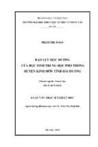 Bạo lực học đường của học sinh trung học phổ thông huyện kinh môn tỉnh hải dương