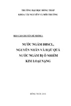 Nước ngầm đbscl, nguyên nhân và hậu quả nước ngầm bị ô nhiễm kim loại nặng