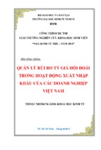 Quản lý rủi ro tỷ giá hối đoái trong hoạt động xuất nhập khẩu của các doanh nghiệp việt nam