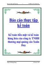 Kế toán tiền mặt và kế toán hàng hóa của công ty tnhh thương mại quảng cáo xuân duy