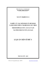 Nghiên cứu đặc điểm dịch tễ, bệnh học và biện pháp phòng trị bệnh do giun tròn trichocephalus spp. gây ra ở lợn tại tỉnh thái nguyên, bắc kạn