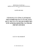 Trách nhiệm kế toán quản trị vào các doanh nghiệp nhà nước kinh doanh đường tại tp.hcm