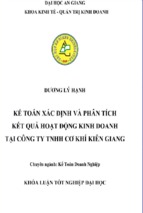 Khóa luận kế toán xác định và phân tích kết quả hoạt động kinh doanh tại công ty tnhh cơ khí kiên giang