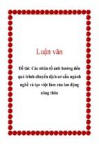 đề tài các nhân tố ảnh hưởng đến quá trình chuyển dịch cơ cấu ngành nghề và tạo việc làm của lao động nông thôn