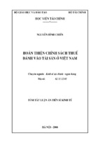 Hoàn thiện chính sách thuế đánh giá tài sản ở việt nam