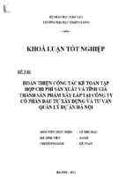 Hoàn thiện công tác kế toán tập hợp chi phí sản xuất và tính giá thành sản phẩm xây lắp tại công ty cổ phần đầu tư xây dựng và tư vấn quản lý dự án hà nội