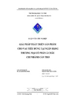 Luận văn giải pháp phát triển sản phẩm cho vay tiêu dùng tại ngân hàng thương mại cổ phần á châu chi nhánh cần thơ