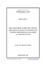 Thực trạng bệnh và kiến thức, thái độ, thực hành của bà mẹ có con dưới 5 tuổi về phòng chống bệnh tay chân miệng tại tỉnh thái nguyên