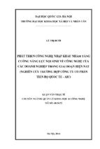 Phát triển công nghệ nhập khẩu nhằm tăng cưởng năng lực nội sinh về công nghệ của các doanh nghiệp trong giai đoạn hiện nay