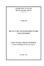 Quản lý thu nợ tại bảo hiểm xã hội tỉnh thanh hóa