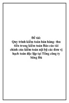 Quy trình kiểm toán bán hàng, thu tiền trong kiểm toán báo cáo tài chính của kiểm toán nội bộ các đơn vị hạch toán độc lập tại tổng công ty sông đà