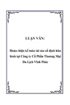 Hoàn thiện kế toán tài sản cố định hữu hình tại công ty cổ phần thương mại du lịch vĩnh phúc