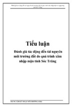 đánh giá tác động đến tài nguyên môi trường đất do quá trình xâm nhập mặn tỉnh sóc trăng