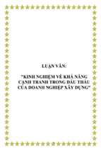 Luận văn kinh nghiệm về khả năng cạnh tranh trong đấu thầu của doanh nghiệp xây dựng