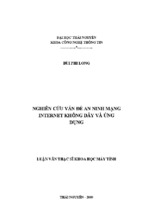 Luận văn  nghiên cứu vấn đề an ninh mạng internet không dây và ứng dụng.