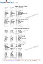 Từ vựng tiếng anh lớp 7