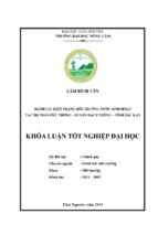 Đánh giá hiện trạng môi trường nước sinh hoạt tại thị trấn Phủ Thông – huyện Bạch Thông – tỉnh Bắc Kạn.