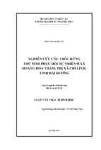 Nghiên cứu cấu trúc rừng thứ sinh phục hồi tự nhiên ở xã hoàng hoa thám, thị xã chí linh, tỉnh hải dương