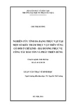 Nghiên cứu tính đa dạng thực vật tại một số kiểu thảm thực vật trên vùng gò đồi ở chí linh   hải dương phục vụ công tác bảo tồn và phát triển rừng (lv02002)