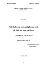 Một số phương pháp giải phương trình bậc ba trong toán phổ thông