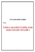 Nâng cao chất lượng giải toán có lời văn lớp 1