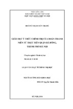 Giáo dục ý thức chính trị của đoàn thanh niên từ thực tiễn quận hà đông, thành phố hà nội