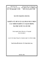 Nghiên cứu đề xuất giải pháp phát triển các nhóm nghiên cứu mạnh trong đại học quốc gia hà nội