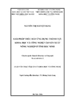 Giải pháp thúc đẩy ứng dụng thành tựu khoa học và công nghệ vào sản xuất nông nghiệp ở tỉnh bắc ninh