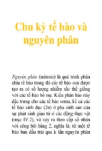 Chu kỳ tế bào và nguyên phân