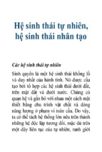 Hệ sinh thái tự nhiên, hệ sinh thái nhân tạo