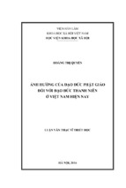 ảnh hưởng của đạo đức phật giáo đối với đạo đức thanh niên ở việt nam hiện nay