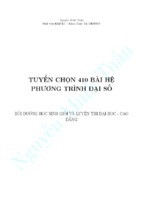 Tuyển chọn 410 bài hệ phương trình đại số