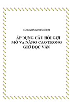 Skkn áp dụng câu hỏi gợi mở và nâng cao trong giờ đọc văn