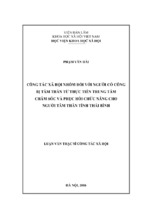 Công tác xã hội nhóm đối với người có công bị tâm thần từ thực tiễn trung tâm chăm sóc và phục hồi chức năng cho người tâm thần tỉnh thái bình