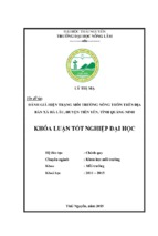 đánh giá hiện trạng môi trường nông thôn trên địa bàn xã hà lâu   huyện tiên yên   tỉnh quảng ninh.