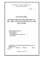 Skkn giúp học sinh nắm vững kiến thức xã hội – nhân văn để làm tốt bài văn nghị luận xã hội