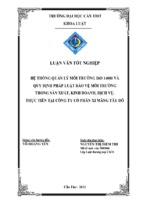 Hệ thống quản lý môi trường iso 14001 và quy định pháp luật bảo vệ môi trường trong sản xuất, kinh doanh, dịch vụ. thực tiễn tại công ty cổ phần xi măng tây đô